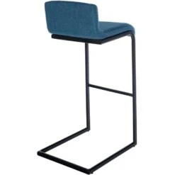 CLP Barkruk Newport Zwart Frame - Stof - Blauw -Leen Bakker Winkel ddb854a5ae99420ca0419fe0963ee05b