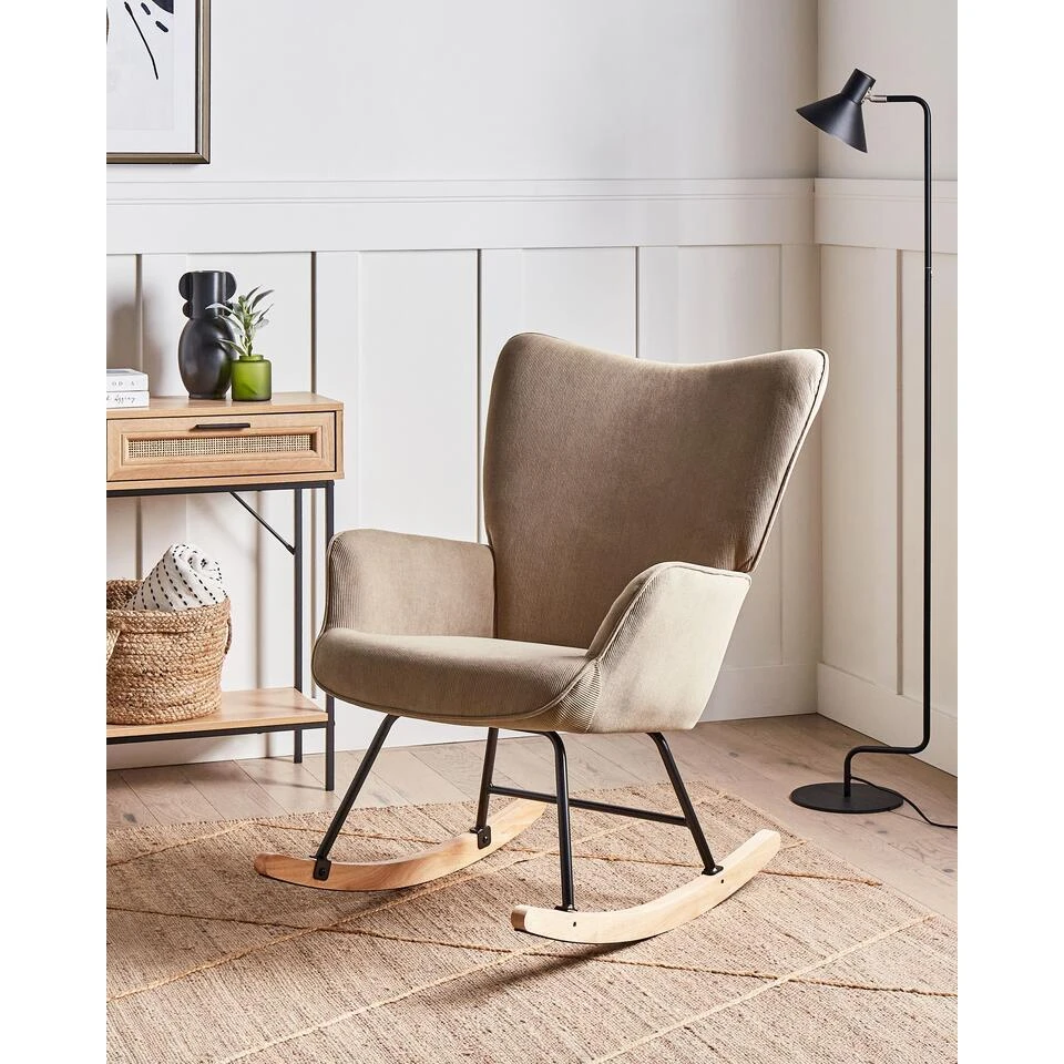 ARSET - Schommelstoel - Taupe - Bouclé 3 ARSET - Schommelstoel - Taupe - Bouclé - Afbeelding 2