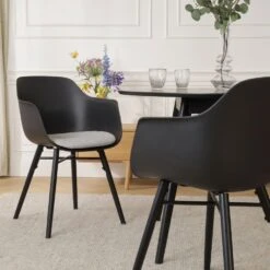 Nolon Nena-Liz Eetkamerstoel Zwart - Lichtgrijs - Zwarte Houten Poten -Leen Bakker Winkel ddec94d07618401b9b55581207e5d48d