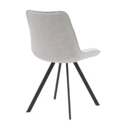 Eetkamerstoel Beige Stof/Metaal - Zithoogte 48cm - Mika - Set Van 2 -Leen Bakker Winkel de26636e264f4ea4b7fc31563e48c9ab