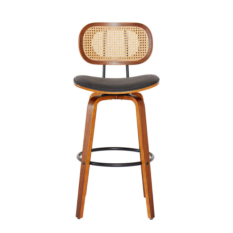 Set Van 2 Barkrukken Hout Rotan 10 Set Van 2 Barkrukken Hout Rotan - Afbeelding 8