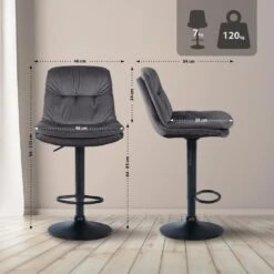 CLP Barkruk Laurel Zwart Frame - Fluweel - Donkergrijs -Leen Bakker Winkel e470093b5adb409b911d557ac7c0cd5a