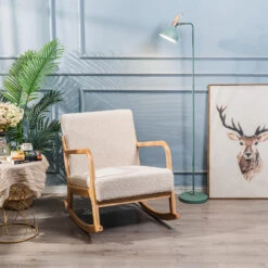 Schommelstoel Van Massief Hout Met Witte Lussen -Leen Bakker Winkel e6fd7cd6248745abbe319890d90d1f86