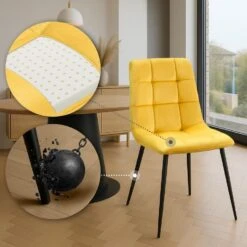 CLP Eetkamerstoel Antibes Zwart Frame - Fluweel - Geel -Leen Bakker Winkel e7232a88d5904cb4b235fdff1a4dab83