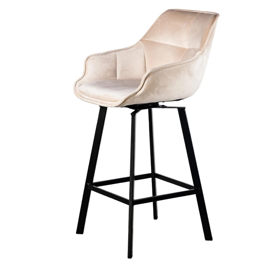 Giga Meubel Barstoel Velvet Champagne - Draaibaar - Stoel Shannon 5 Giga Meubel Barstoel Velvet Champagne - Draaibaar - Stoel Shannon - Afbeelding 3