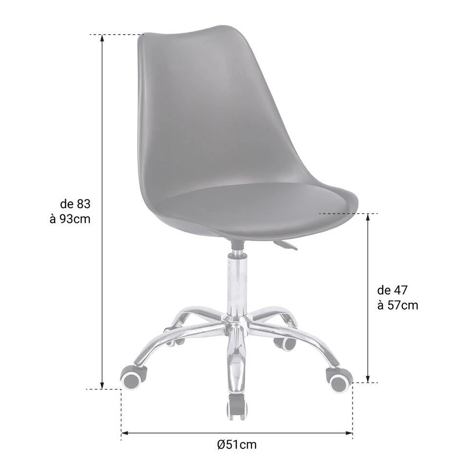 Happy Garden Bureaustoel ANNE - Wit - Plastic 7 Happy Garden Bureaustoel ANNE - Wit - Plastic - Afbeelding 5