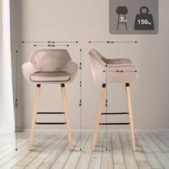 CLP Set Van 2 Barkruk Grant Natura Frame - Fluweel - Licht Grijs -Leen Bakker Winkel e981f3c4523b4f5493c1fb732512c9ca