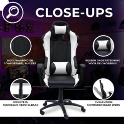 Ocazi New York Gaming Stoel - Bureaustoel - Zwart/Wit -Leen Bakker Winkel e9f3e4a642c84bf7ac868ad2e5e0ad59