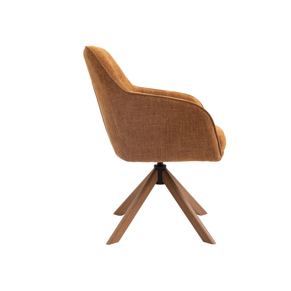 Eetkamerstoel Oranje - Eikenhout - 57x65x86cm - Avola - Set Van 2 5 Eetkamerstoel Oranje - Eikenhout - 57x65x86cm - Avola - Set Van 2 - Afbeelding 3