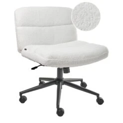 CATLIN - Bureaustoel - Wit - Bouclé -Leen Bakker Winkel ec3e27b15aa44795aa9a31d2dbda016d