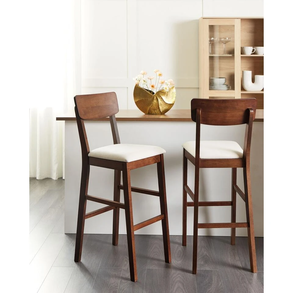 AMBLER - Barkruk Set Van 2 - Lichtbeige - Hout 4 AMBLER - Barkruk Set Van 2 - Lichtbeige - Hout - Afbeelding 2