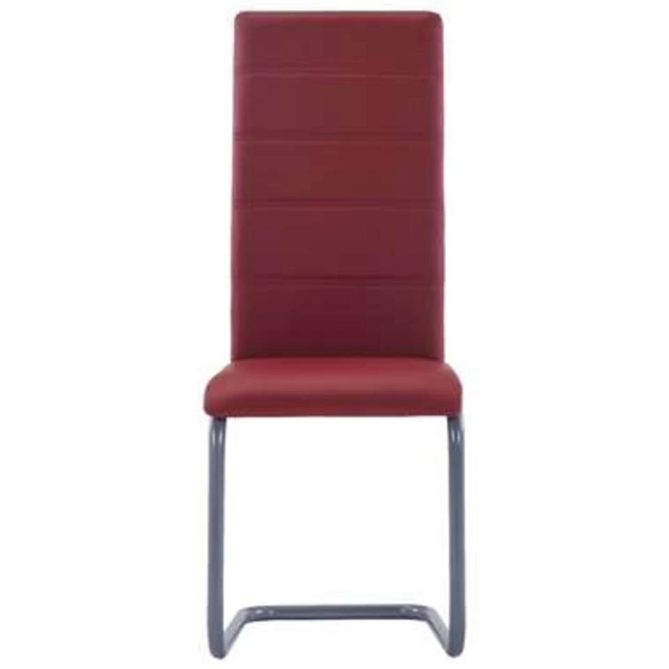VidaXL Eetkamerstoelen 2 St Kunstleer Rood 5 VidaXL Eetkamerstoelen 2 St Kunstleer Rood - Afbeelding 3