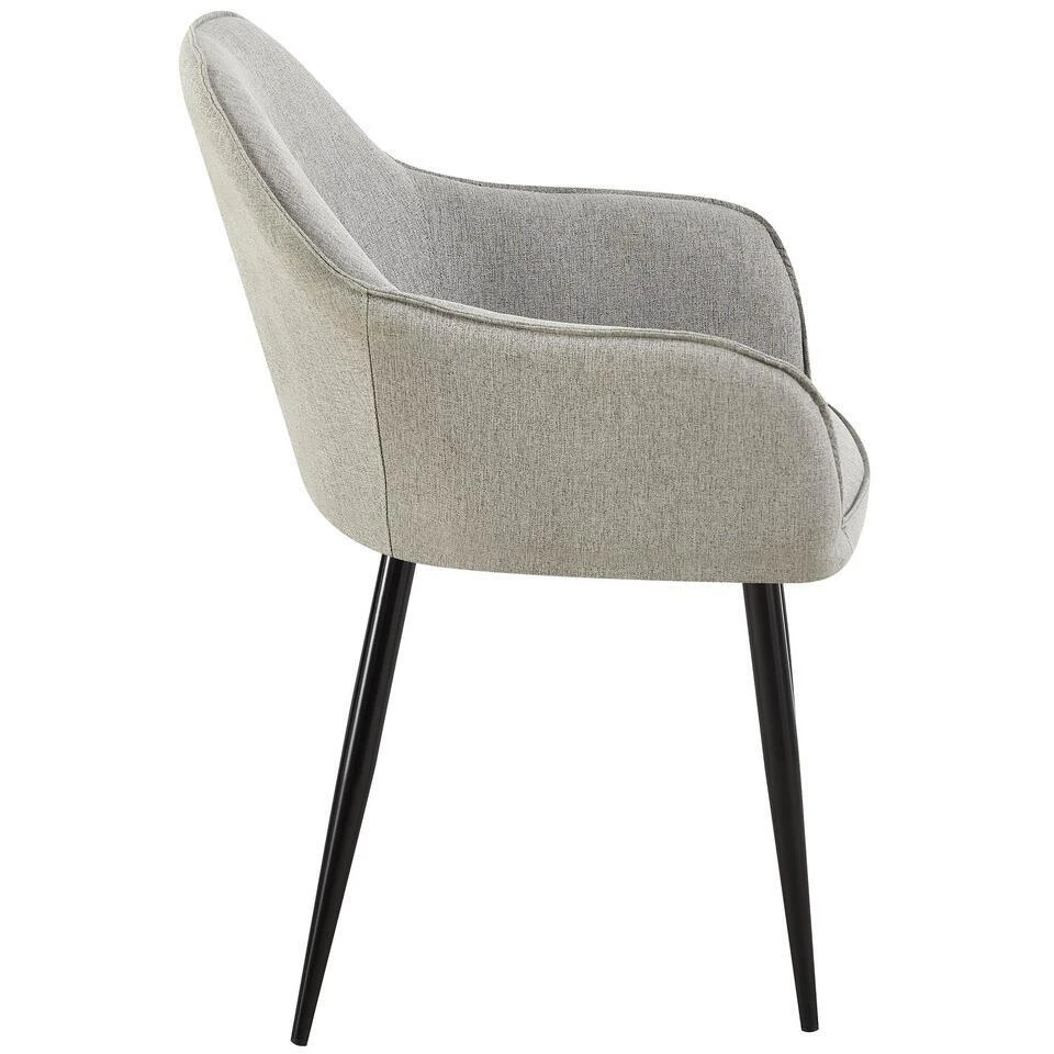 CLP Eetkamerstoel Boise Zwart Frame - Stof - Grijs 6 CLP Eetkamerstoel Boise Zwart Frame - Stof - Grijs - Afbeelding 4