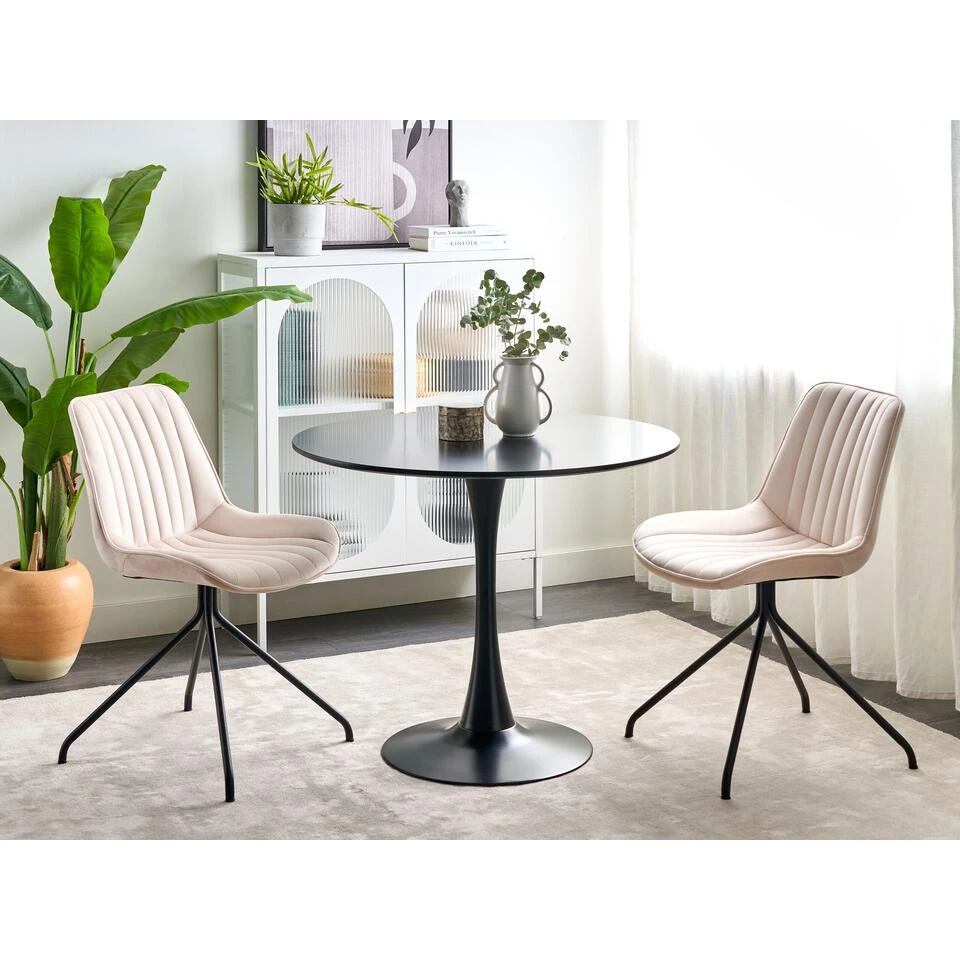 Beliani Eetkamerstoel NAVASOTA - Beige Fluweel 4 Beliani Eetkamerstoel NAVASOTA - Beige Fluweel - Afbeelding 2