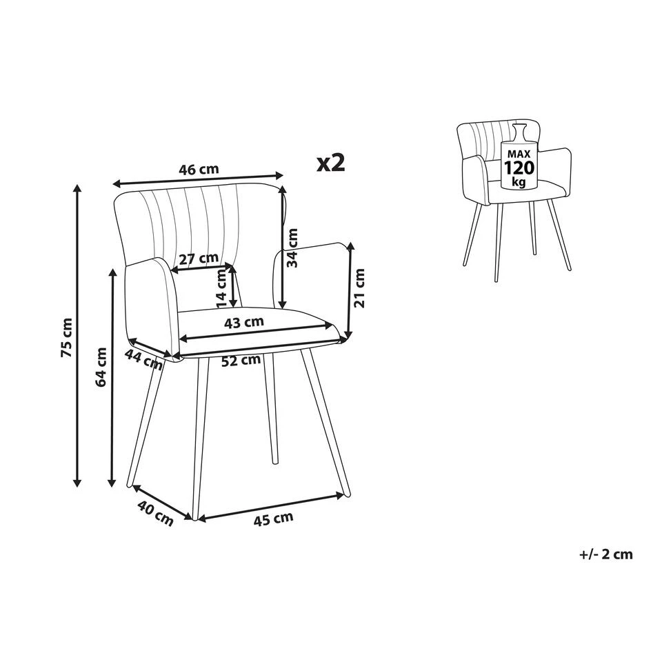 Beliani Eetkamerstoel SANILAC - Wit Fluweel 5 Beliani Eetkamerstoel SANILAC - Wit Fluweel - Afbeelding 3