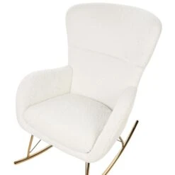 ANASET - Schommelstoel - Wit/Goud - Bouclé -Leen Bakker Winkel f27ffa9226d84bc486e4eb570d8e6f23