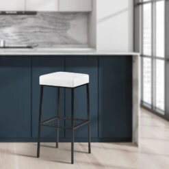 CLP Set Van 2 Barkruk Montreal 85 Zwart Frame - Kunstleer - Wit -Leen Bakker Winkel f3fa310106174dd19b4ed566617764fc