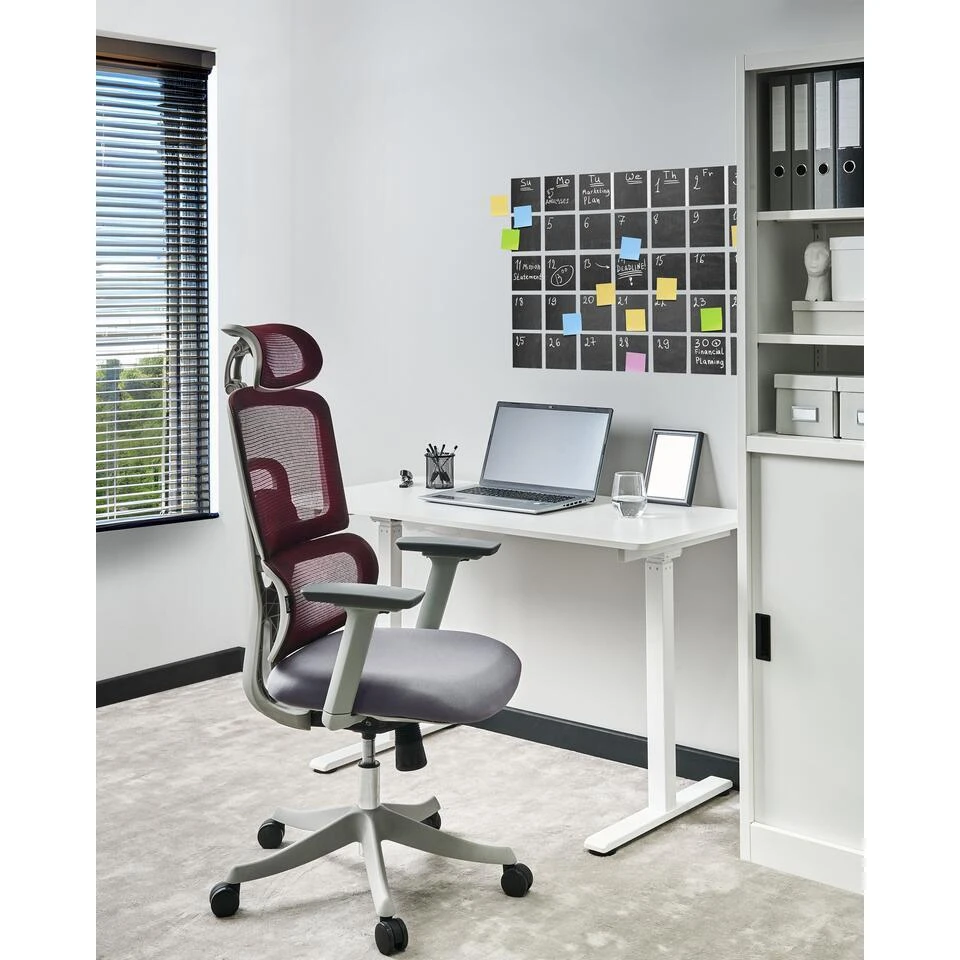 ALLY - Bureaustoel - Donkerrood/Grijs - Stof 4 ALLY - Bureaustoel - Donkerrood/Grijs - Stof - Afbeelding 2