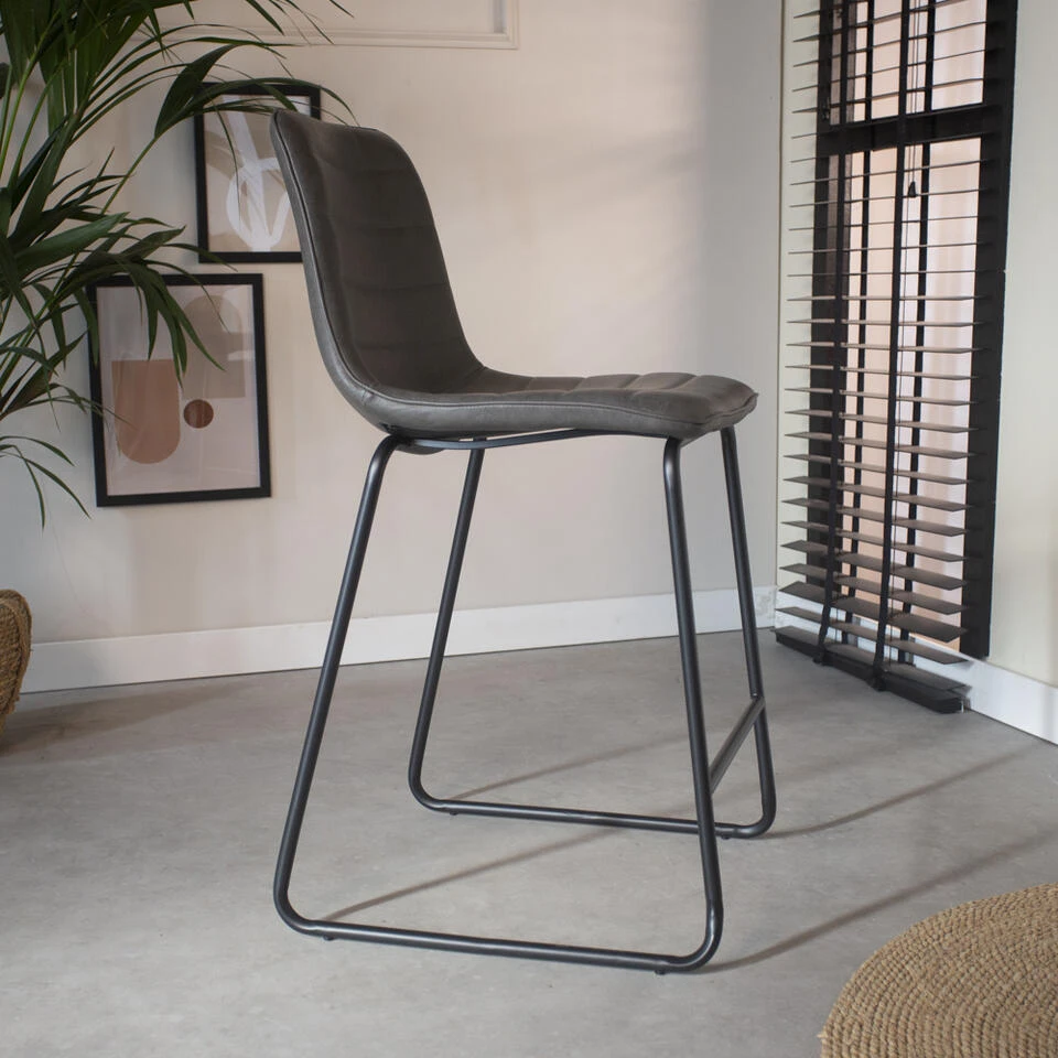 Industriële Barkruk Mark Antraciet - Zithoogte 65 Cm - Kunstleder - Grijs 4 Industriële Barkruk Mark Antraciet - Zithoogte 65 Cm - Kunstleder - Grijs - Afbeelding 2