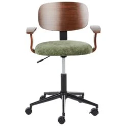 GUNNISON - Bureaustoel - Donkerhout/Groen - Chenille -Leen Bakker Winkel f8efd4de8c494282be89c00268d2073d