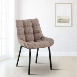 CLP Eetkamerstoel Saranda Zwart Frame - Stof - Terrabruin -Leen Bakker Winkel f90aab19988144239a97410fa32aa0a1