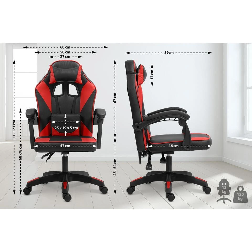 CLP Bureaustoel Orkney Zwart Frame - Kunststof - Zwart/rood 4 CLP Bureaustoel Orkney Zwart Frame - Kunststof - Zwart/rood - Afbeelding 2