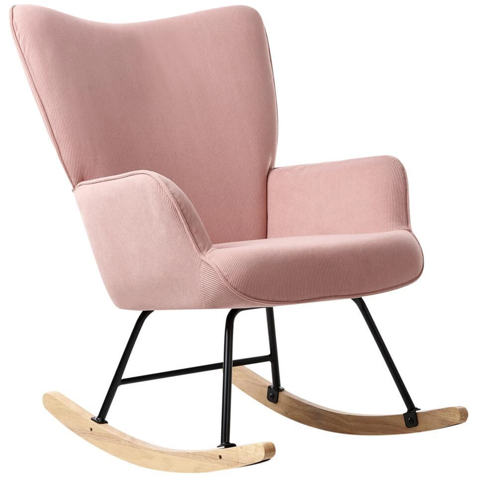 ARSET - Schommelstoel - Roze - Bouclé 7 ARSET - Schommelstoel - Roze - Bouclé - Afbeelding 5