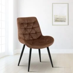 CLP Eetkamerstoel Rossford Zwart Frame - Fluweel - Bruin 11 CLP Eetkamerstoel Rossford Zwart Frame - Fluweel - Bruin -Leen Bakker Winkel fc1156217edc42e8a4d79c291769ef1c