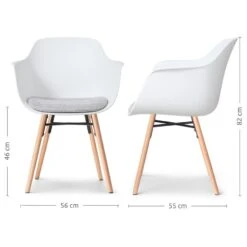 Nolon Nena-Liz Eetkamerstoel Wit - Armleuning - Lichtgrijs Kussen -Leen Bakker Winkel fe008469ab0d46229bfffa8eb5304bb3