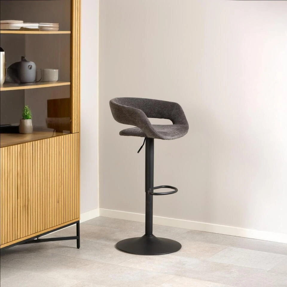 Barkruk Grijs Stof - Zithoogte 80cm - 54,5x49x101cm - Nexus - Set Van 2 4 Barkruk Grijs Stof - Zithoogte 80cm - 54,5x49x101cm - Nexus - Set Van 2 - Afbeelding 2