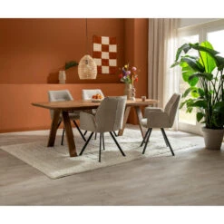 Eetkamerstoel Raffy Met Armleuning - Stof - Zand -Leen Bakker Winkel sf 10307089 9051