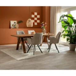 Eetkamerstoel Raffy Met Armleuning - Stof - Zand -Leen Bakker Winkel sf 10307089 9054