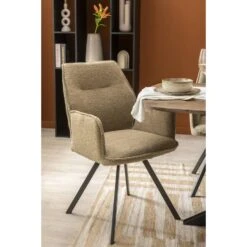 Eetkamerstoel Raffy Met Armleuning - Stof Time - Karamelkleur -Leen Bakker Winkel sf 10307168 1010