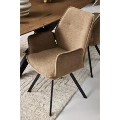 Eetkamerstoel Raffy Met Armleuning - Stof Time - Karamelkleur -Leen Bakker Winkel sf 10307168 1011