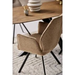 Eetkamerstoel Raffy Met Armleuning - Stof Time - Karamelkleur -Leen Bakker Winkel sf 10307168 1012