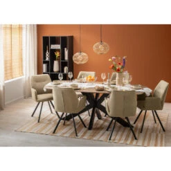 Eetkamerstoel Raffy Met Armleuning - Stof Time - Karamelkleur -Leen Bakker Winkel sf 10307168 9050