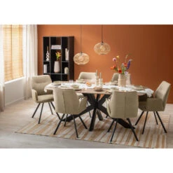 Eetkamerstoel Raffy Met Armleuning - Stof Time - Karamelkleur -Leen Bakker Winkel sf 10307168 9051