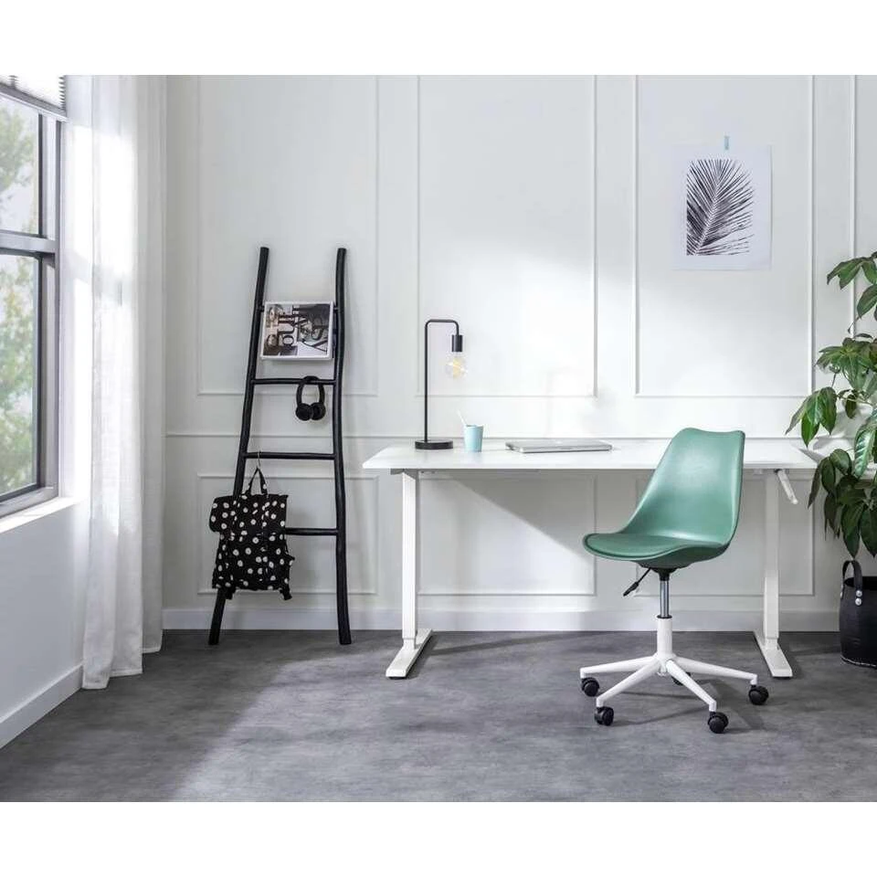 Bureaustoel Senja - Kunststof - Groen - Wit Metaal 5 Bureaustoel Senja - Kunststof - Groen - Wit Metaal - Afbeelding 3